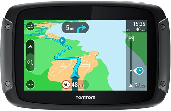Tomtom Motorrad Navi Rider 500 (4,3 Zoll, kurvige und bergige Strecken speziell für Motorräder, Stauvermeidung Dank Tomtom Traffic, Motorrad-Halterung, Updates über Wi-Fi) Schwarz, 16GB