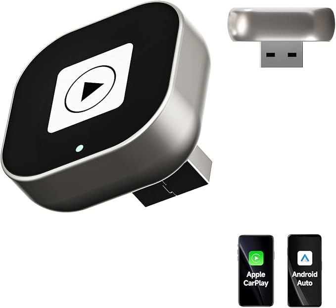 Spedal Wireless Carplay Adapter, 2 in 1 Android Auto Carplay Wireless Adapter Plug und Play, wandelt verdrahtete Android Auto/Carplay in drahtlos um, kompatibel mit iPhone & Android Phone
