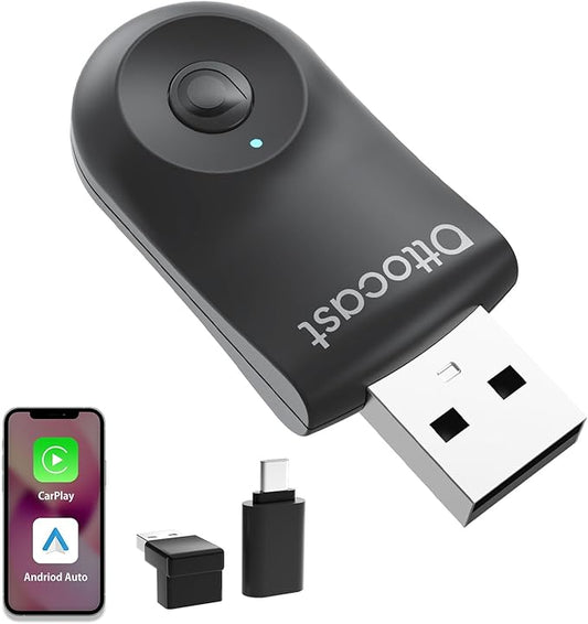 OTTOCAST Mini 2in1 Wireless Carplay Adapter für iPhone, Android Auto Adapter Konvertieren Sie Kabelgebundenen zu Kabellosen Carplay-Dongle, Kompatibel mit Autos nach 2016 mit Wired CarPlay und AA