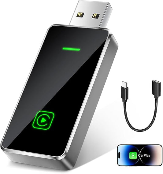 CUGEFRE Wireless CarPlay Adapter, Konvertieren von Kabelgebunden zu Kabellos, CarPlay Dongle Plug & Play für iOS 10+ und Auto ab 2019+, Intelligente Sprachsteuerung, Schwarz