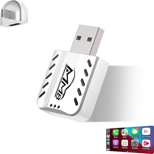 MMB CarPlay Wireless Adapter, 2025 Upgrade CarPlay Dongle Konvertiert Kabelgebunden zu Kabellos für iPhone, USB C/A Plug and Play CarPlay Adapter Kompatibel mit iPhone iOS 10+ und Autos mit CarPlay