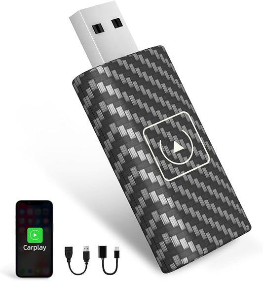2025 CarPlay Wireless Adapter für iOS, CarPlay Wireless Adapter, Stabiler und einfach zu bedienender 5GHz Small Car Wi-Fi Adapter, Plug and Play, USB A Verlängerungskabel, USB C zu A