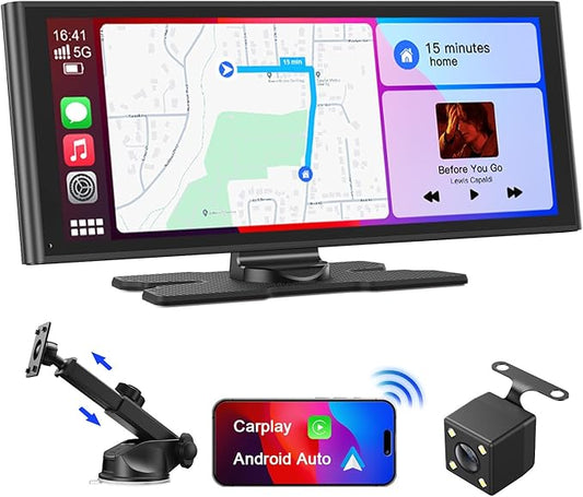 Avylet 9,26" Wireless Carplay Display für Apple Carplay & Android Auto, Tragbarers Carplay Autoradio mit IP67 Rückfahrkamera, OTA-Updates, GPS Navigation, Bluetooth 5.0, Mirror Link, FM/AUX