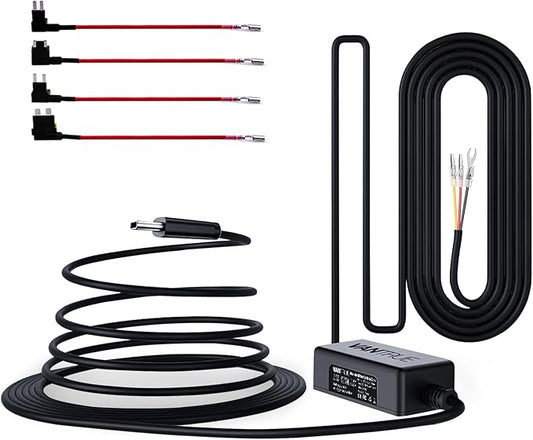 VANTRUE USB-C Hardwire Kit mit 2 Stufen und Acc Kabel für alle Dashcams, 12V/24V zu 5V, Sicherungshalter mit Niederspannungsschutz, 24Std. Parkmodus, kompatibel mit Anderer USB-C Dashcam