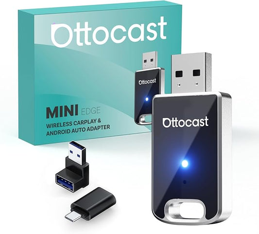 (Neues 2025 Modell) OTTOCAST 2-in-1 Wireless Carplay Android Auto Adapter, OTTO CAST Mini Edge für iOS 10+ & Android 11+, Nahtlose Verbindung für Fahrzeuge mit Werksseitigem Carplay/AndroidAuto
