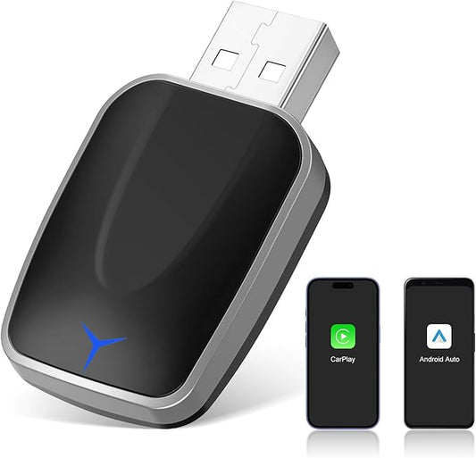 Joceixx Wireless CarPlay Android Auto 2in1 Adapter, Plug and Play, für Autos mit kabelgebundenem CarPaly und Android Auto, unterstützt iOS 10+ & Android 11+ (Unidirektional Ende-075)