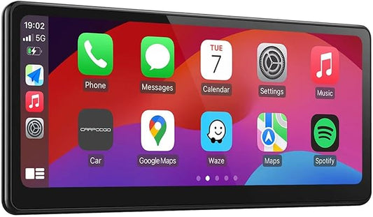 [2025 Voll laminierter Bildschirm] CarpodGo T3 Pro Portable 60fps Wireless Carplay Android Auto, 8,9 Zoll 1920 * 720 IPS Touchscreen Auto-Stereo, Display-Only BT-Modus unterstützt Lenkradsteuerung