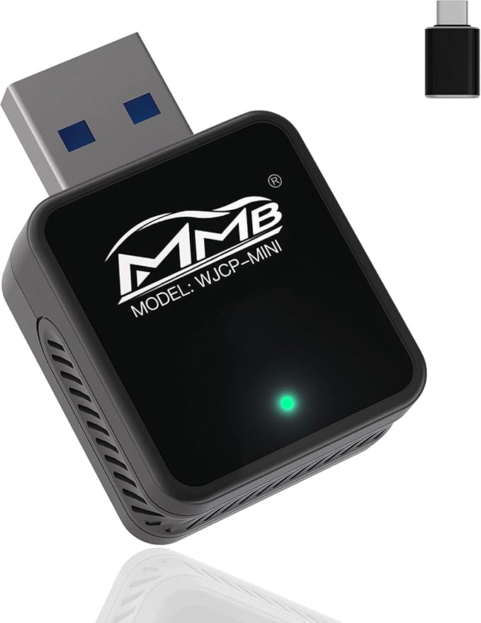 MMB WJCP-MINI CarPlay Wireless Adapter,2024 Upgrade Wireless Car Play Adapter-Dongle, Wandelt Werkseitig Verkabeltes Car Play in Kabelloses Stecker Und Spielen Mit Car Play Autos Und iOS 10+
