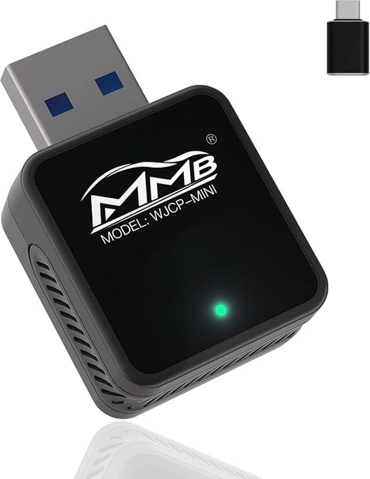 MMB WJCP-MINI CarPlay Wireless Adapter,2024 Upgrade Wireless Car Play Adapter-Dongle, Wandelt Werkseitig Verkabeltes Car Play in Kabelloses Stecker Und Spielen Mit Car Play Autos Und iOS 10+