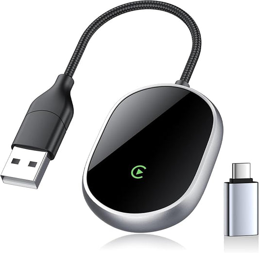 Carplay Wireless Adapter, Carplay Dongle Verbindung Konvertierung Kabelgebunden Zu Kabellos, USB C/A Plug & Play, Car Play Adapter Auto kompatibel mit Autos ab 2016 & iPhone iOS 10+ (Silber)