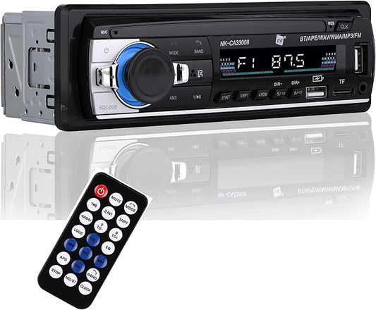 NK Autoradio Auto Coche, 1 DIN- 4x40W, Bluetooth 5.0 und AUX Funktion, MP3 Spieler und Doppel-USB, FM Stereo Sound, Freisprechfunktion, Remote Control, LCD Bildschirm, iOS & Android Kompatibilität