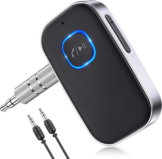 Glangeh Bluetooth 5.3 Adapter Auto, Upgraded Lärmminderung 3,5mm Aux Bluetooth Adapter, 16H Standby Empfänger Receiver Klinke für Auto Audio System, Kopfhörer, Speaker, Stereo-Endstufen
