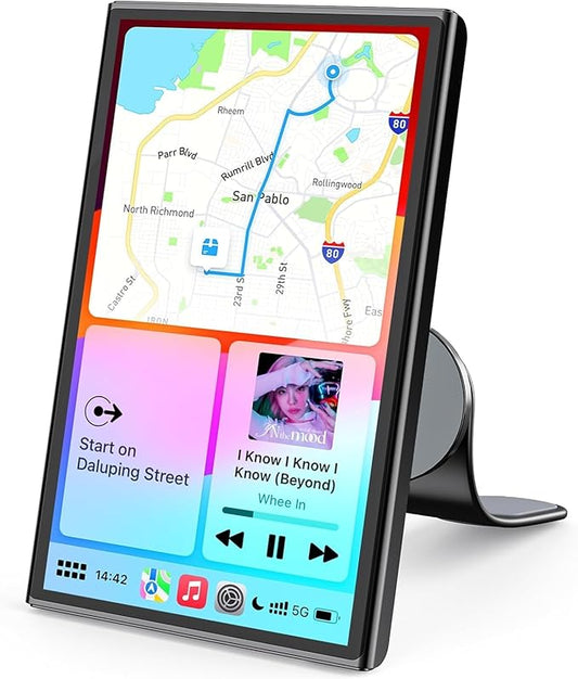 Avylet 7" Tragbares Wireless CarPlay Display mit Magnet-Halterung, für Apple CarPlay & Android Auto, 60FPS Touchscreen, GPS, Sprachsteuerung,OTA-Updates, Mirror Link, Hochformat/Querformat, Bluetooth
