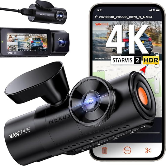 VANTRUE N4 Pro 3 HDR 4K+ 1080P+ 1080P STARVIS 2 Dashcam Auto, 5G WiFi PlatePixTM Dash Cam GPS 360° Puffer Parküberwachung Auto Kamera, IR Nachtsicht, Sprachbefehl, Privatsphäremodi, 2.45” 1TB Max