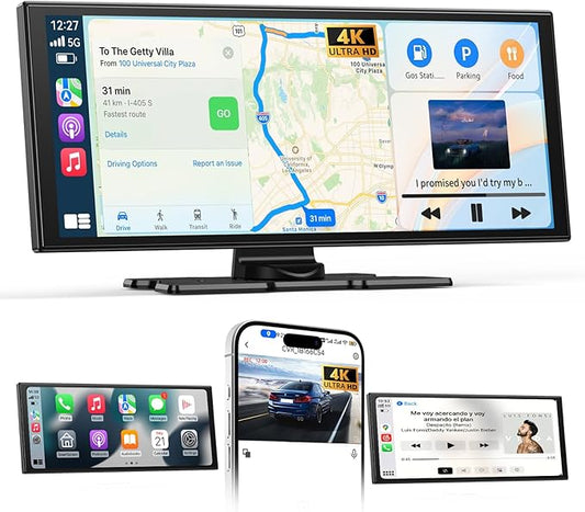 2025 Neuestes 11,5 Zoll Carplay Display & Carplay Android Auto Display: Buddy Display mit Navigation 4K Dashcam Rückfahrkamera Bluetooth Siri Sprachsteuerung IPS Touchscreen Mirror Link AUX FM 64G TF