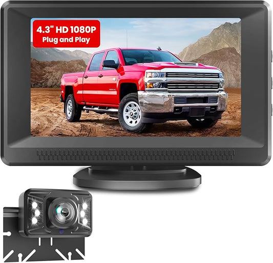 Rückfahrkamera Leicht Einzurichten Plug-Play: Farbe Klare Nachtsicht DIY-Anleitungen Keine Verzögerung Auto Rückfahrkamera mit 4,3” LCD-Monitor IP69 Wasserdicht Parkhilfe-System für LKW/SUV Foxpark