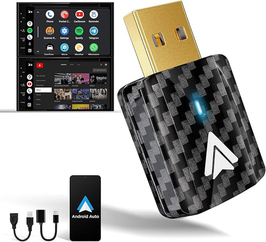 MSXTTLY Android Auto Wireless Adapter U2AC-L9, 2025 Mini Car Dongle für kabelgebundenes Android Auto, USB A/C Plug & Play, Stabile Verbindung, Unterstützung von YouTube Video-Apps