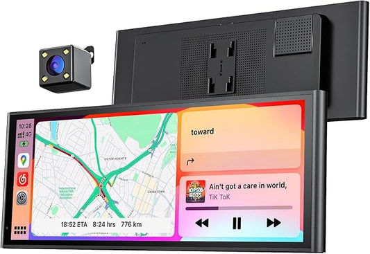 Krunia 9,26" Drahtloses Tragbares CarPlay Display für Apple CarPlay & Android Auto, OTA-Updates, Rückfahrkamera, Mirror Link, Bluetooth 5.0, Sprachsteuerung, GPS-Navigation, FM