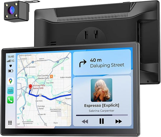 Krunia 9" Drahtloses Tragbares 60FPS Car Play Display für Apple CarPlay & Android Auto, Magnetische Halterung, OTA, Hoch- und Querformat, Rückfahrkamera, Bluetooth, Sprachsteuerung, GPS Navigation