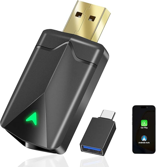 Carplay Wireless Adapter – Android Auto Wireless Adapter, 5,8-GHz-WLAN, Plug & Play, Mini & Stabil, iOS 10+/Android 10+, Schnelle Auto-Verbindung für Fahrzeuge ab Baujahr 2016. (1 Stück)