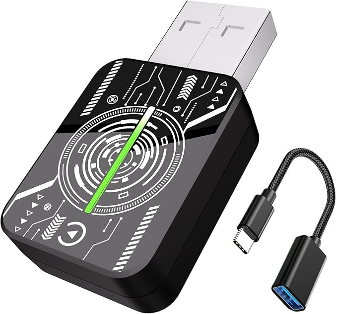 HEYINCAR+ Wireless Adapter, kompaktes Design, CarPlay/Android, CarPlay und Android Auto Wireless Adapter, kompatibel mit authentischem kabelgebundenen CarPlay/Android Auto, Bluetooth/Musik