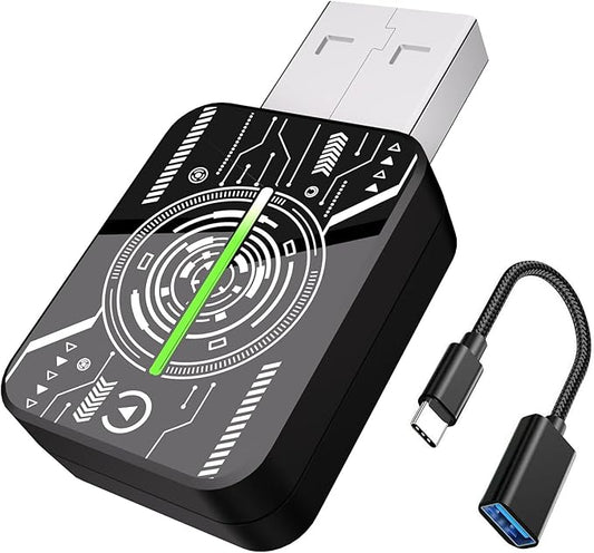 HEYINCAR+ Wireless Adapter, kompaktes Design, CarPlay/Android, CarPlay und Android Auto Wireless Adapter, kompatibel mit authentischem kabelgebundenen CarPlay/Android Auto, Bluetooth/Musik