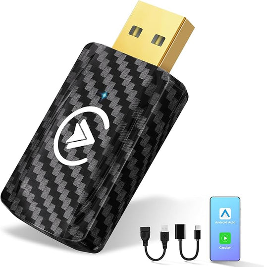 MSXTTLY Wireless Android Auto & Carplay Wireless Adapter, Wireless 2 IN 1 Stick Konvertieren Wired Android Auto/Car Play in kabellos für Autos mit AA & Carplay, USB C/A, Mini & stabil SMT-AC01