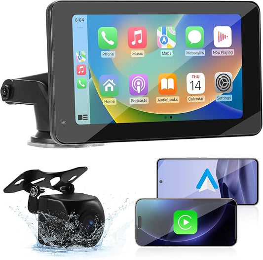 Aurevita 7 Zoll Carplay Display, 2025 Upgrade Android Auto Bildschirm, car Play Buddy Display mit Navigation, Sprachsteuerung, Mirror Link, Touchscreen, Car Multimedia Player