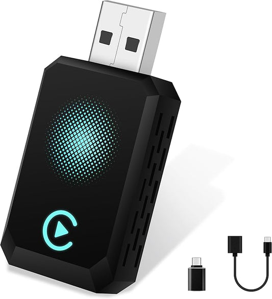 CarPlay Wireless Adapter, 2025 Upgrade CarPlay Dongle Konvertiert Kabelgebunden zu Kabellos für iPhone, USB C/A Plug and Play CarPlay Adapter Kompatibel mit iPhone iOS 10+ und Autos mit CarPlay